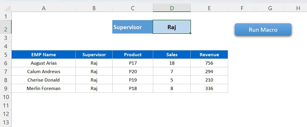 VBA code in Excel