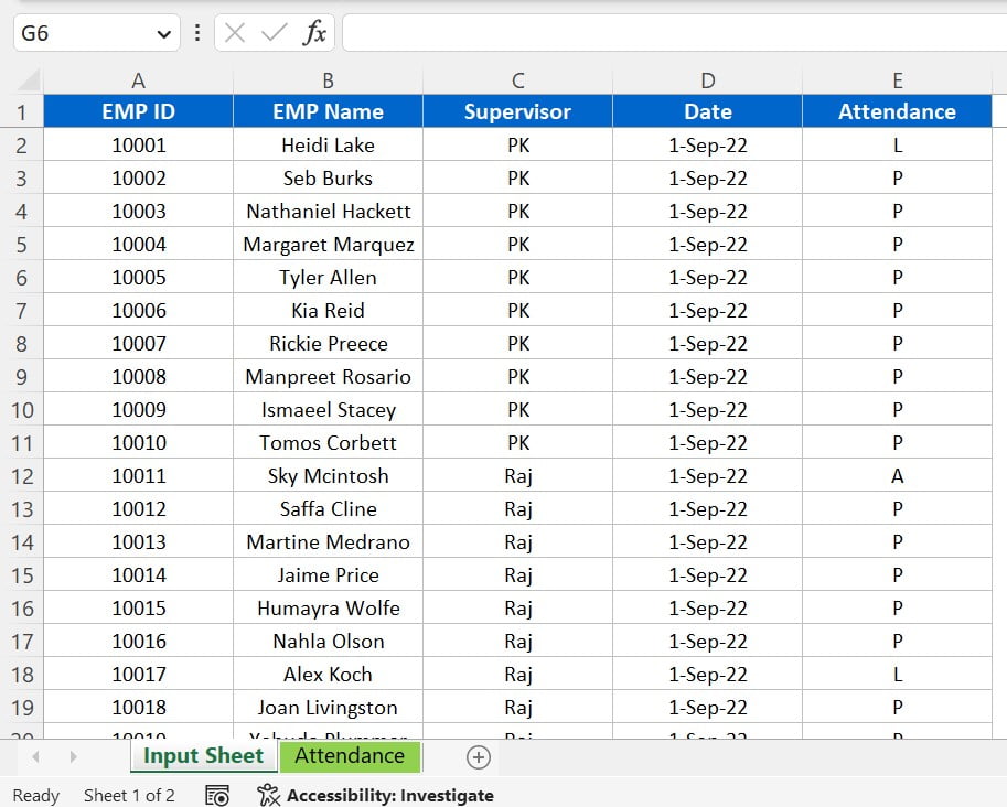 Setting up the Data