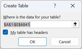 Create Table