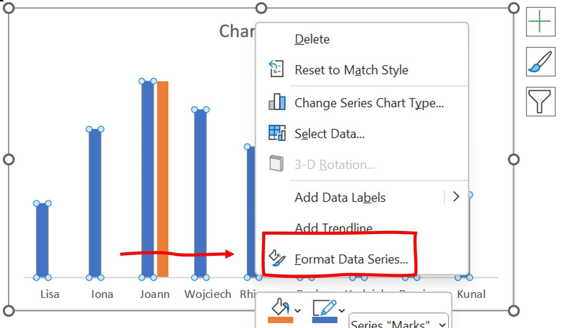 Format the data series