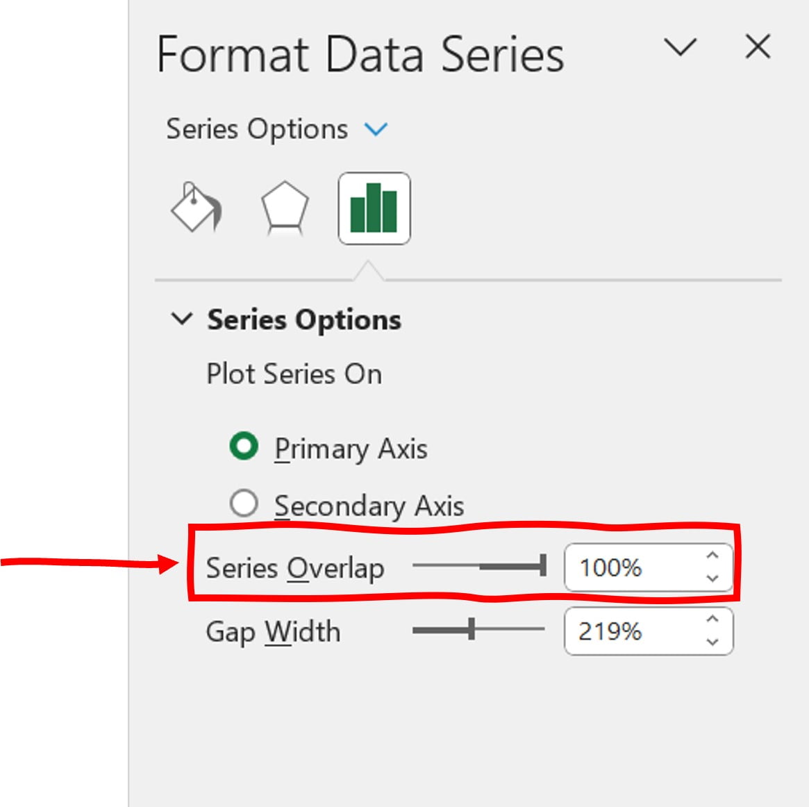 Set the series overlap