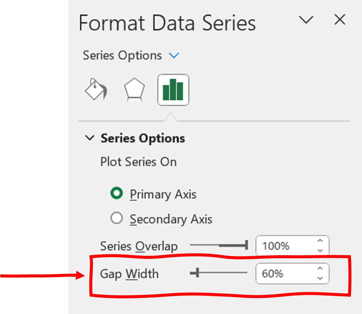 Set the gap width