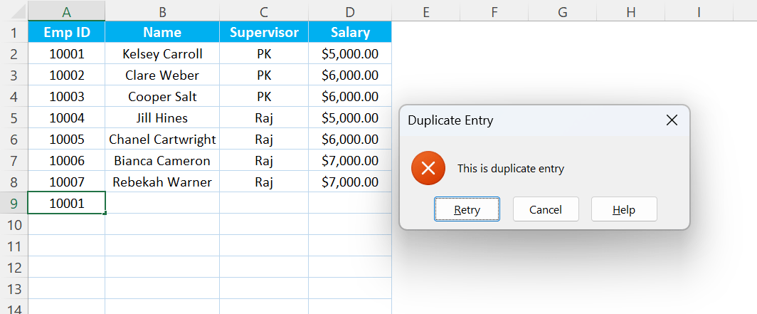 Prevent Duplicate Entry