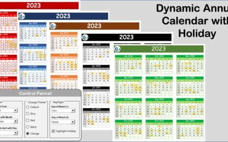 Dynamic Annual Calendar with Holiday