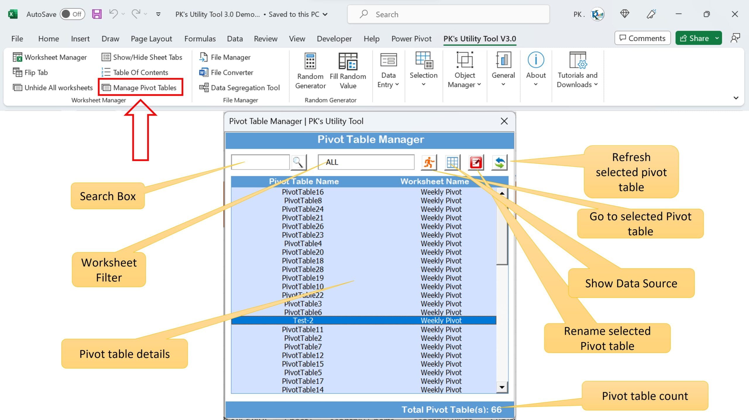 Manage Pivot Tables