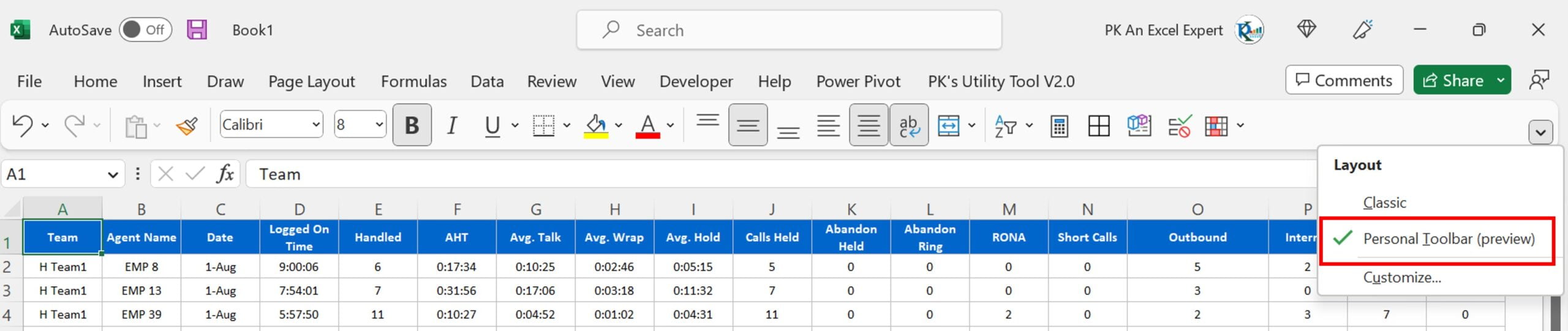 Personal Tool Bar in Excel