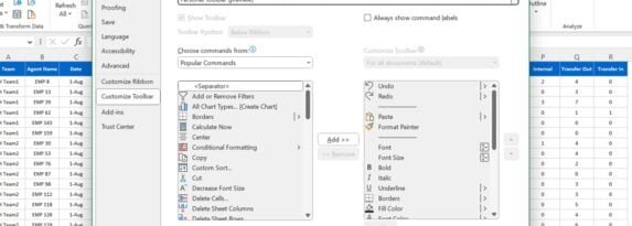 Personal Tool Bar (PTB) in Excel Ribbon Display Options