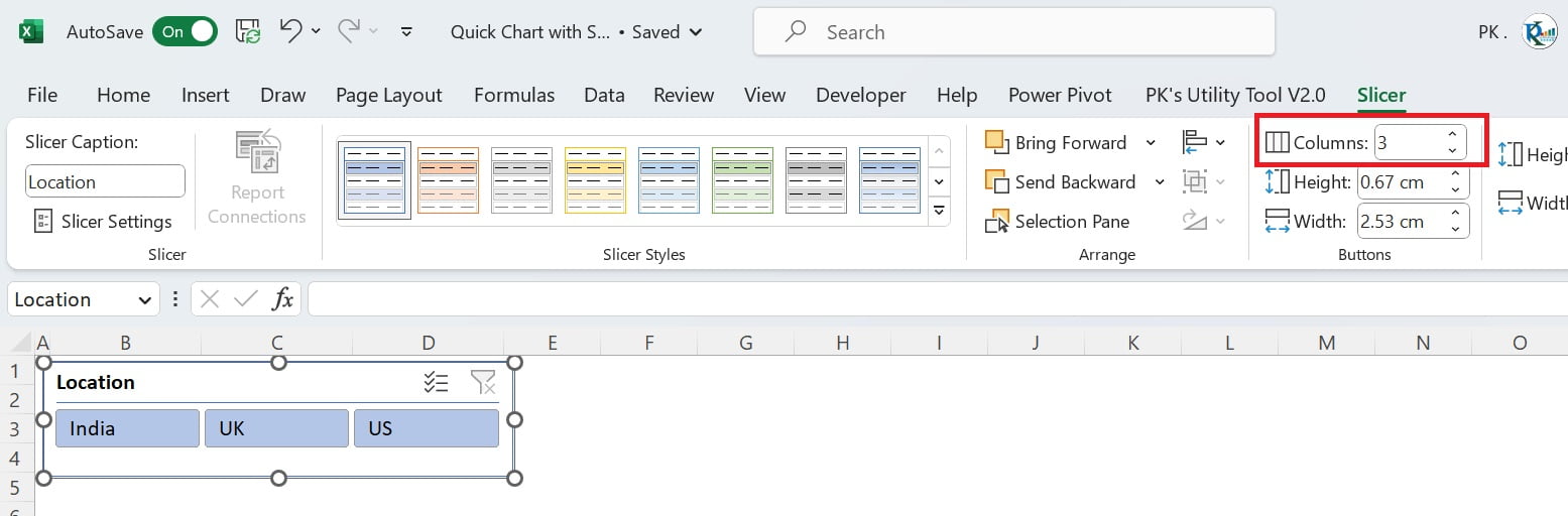 Slicer columns