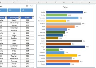 Quick Dynamic Sales by Employees chart with Slicers