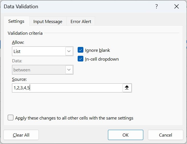 Employee Rating drop-down list