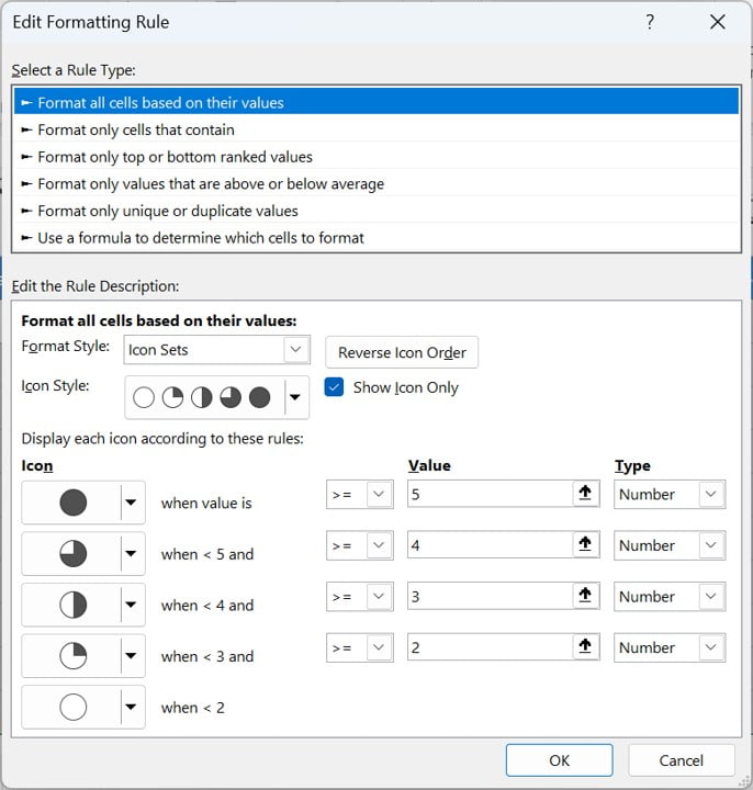 Icon Set Conditional Formatting