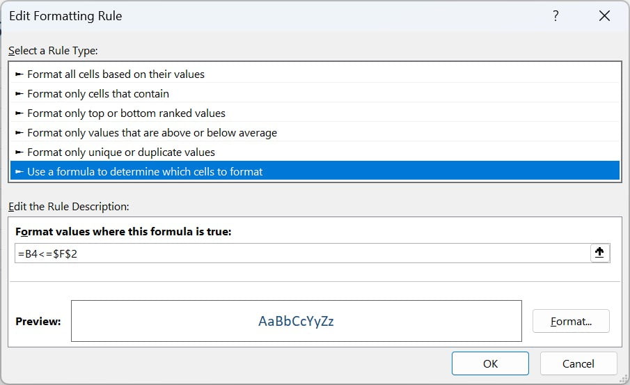 conditional formatting