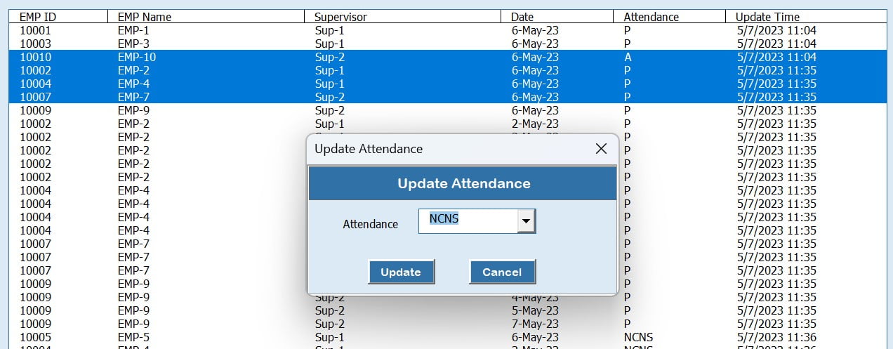 Update Existing Attendance