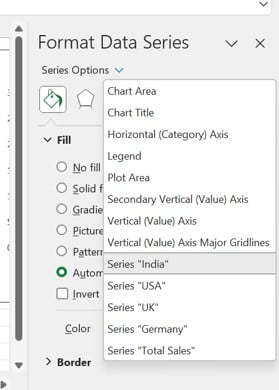 'Series Options' drop-down menu