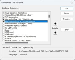 Microsoft Outlook 16.0 Object Library
