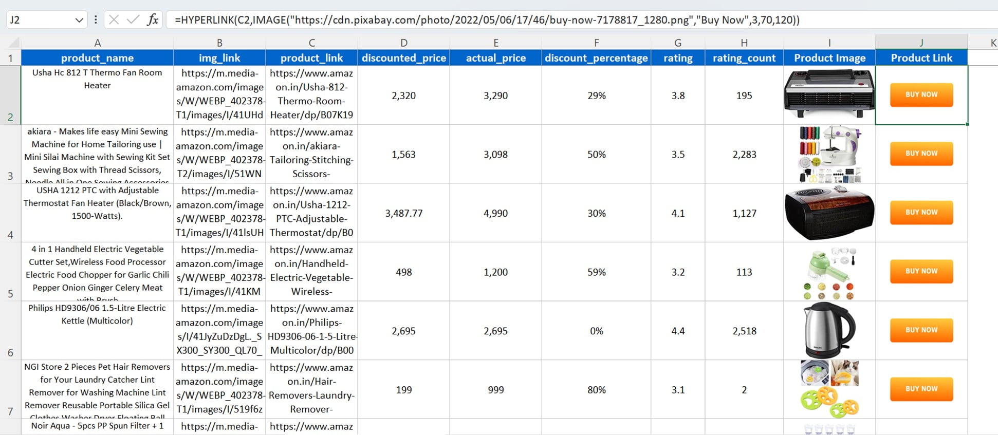 Excel Image Function & Hyperlink Function