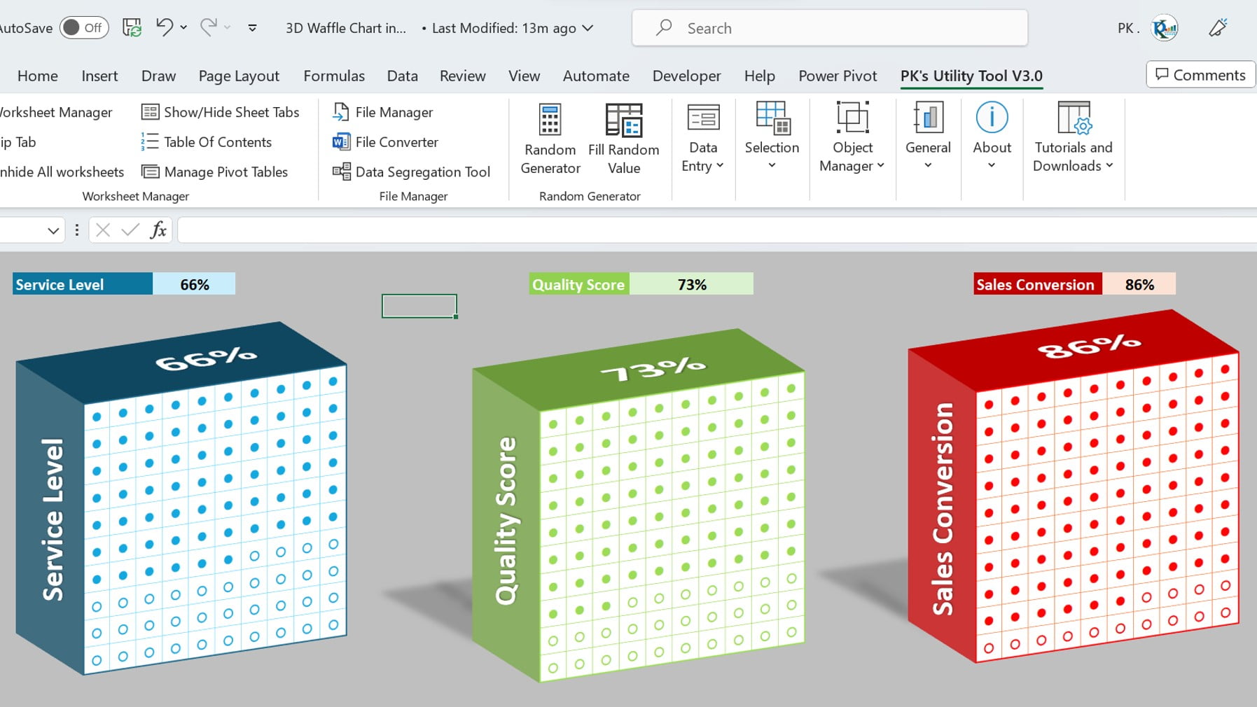 3D Waffle Chart in Excel