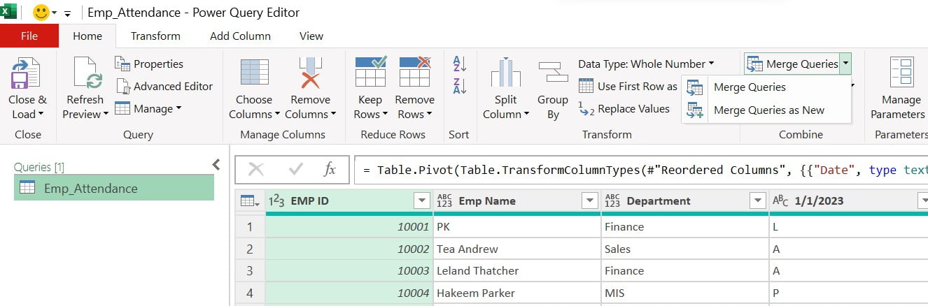 Merge Query in Power Query