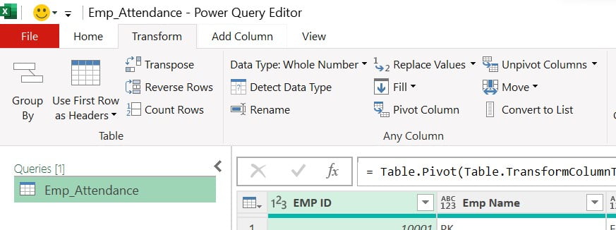 Pivot Column in Power Query