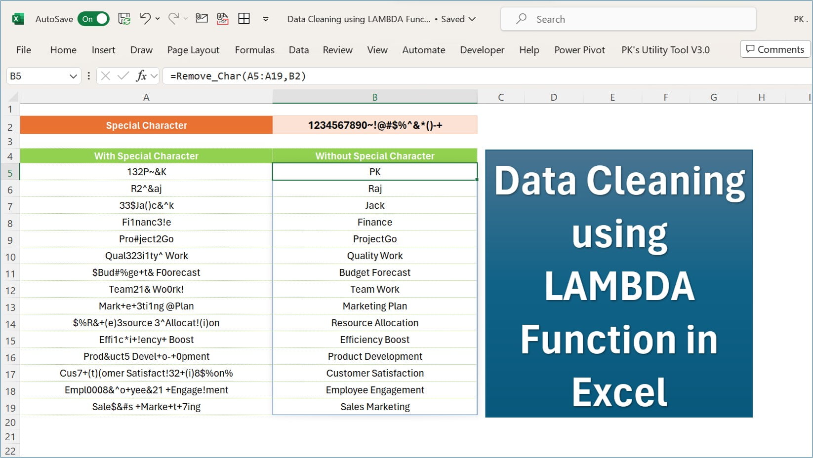 Data Cleaning using LAMBDA Function