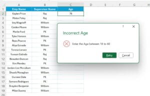 Data Validation for Employee Age