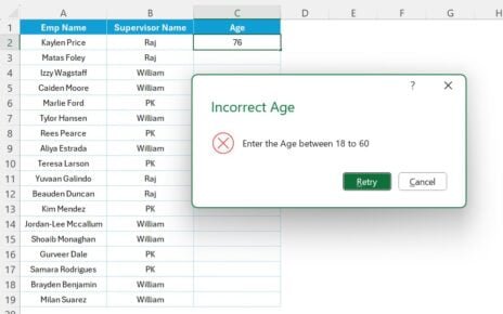 Data Validation for Employee Age