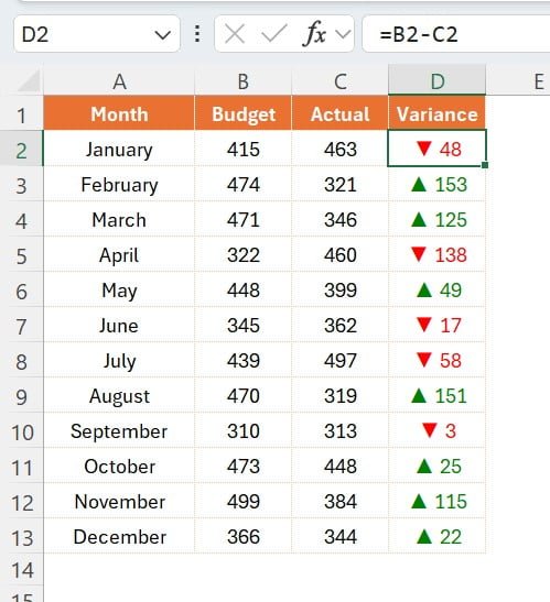 Arrows & Color Coding with Custom Formatting