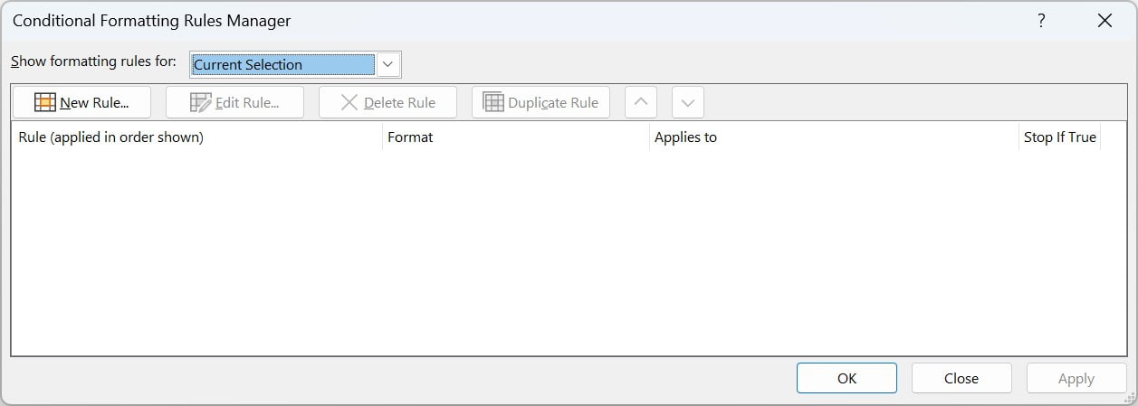 Conditional Formatting Rule Manager