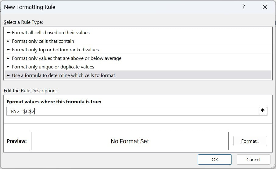 Use a Formula to determine which cells to format