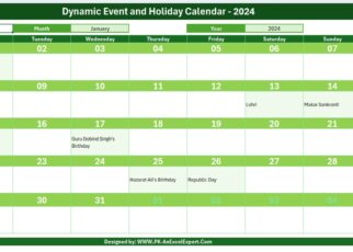 Dynamic Event and Holiday Calendar in Excel