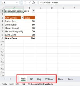 Quick Create Sheet for Pivot Table Filters