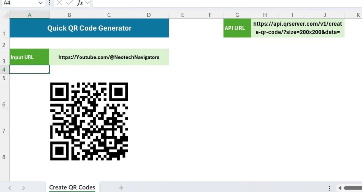 Quick QR code Generator in Excel