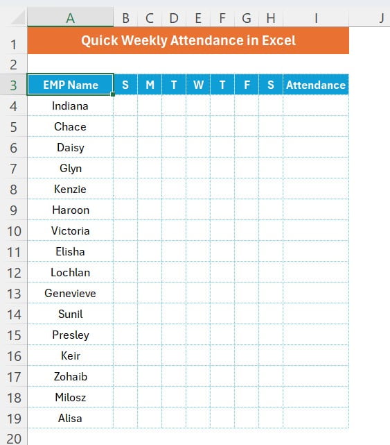 Attendance Template Format