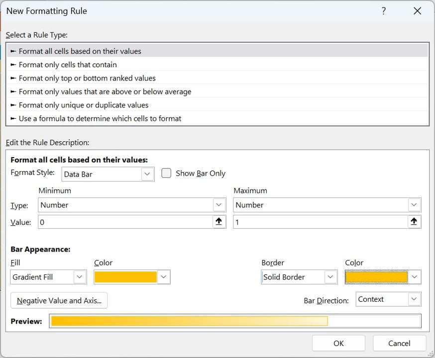 Conditional Formatting Window