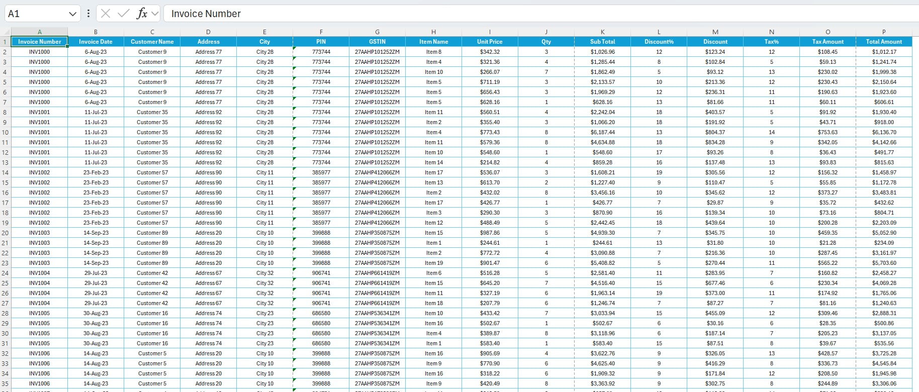 Invoice Data