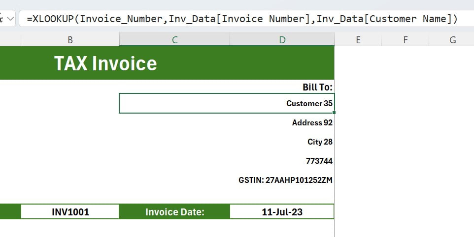 Bill To formulas