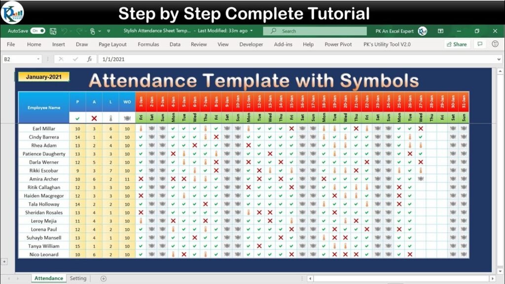 Video Thumbnail: Stylish Attendance Tracker with Symbols in Excel - PK ...