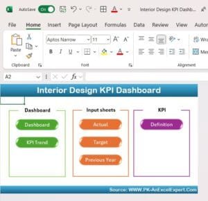 Interior Design KPI Dashboard in Excel - PK: An Excel Expert