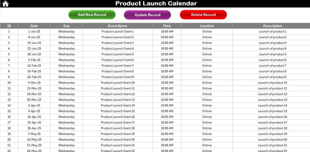 Product Launch Calendar-7 - PK: An Excel Expert
