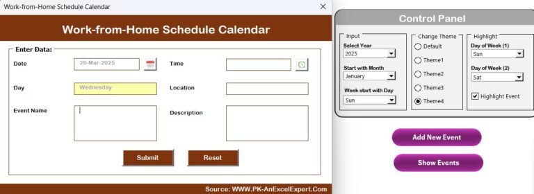Work from Home Schedule Calendar in Excel - PK: An Excel Expert