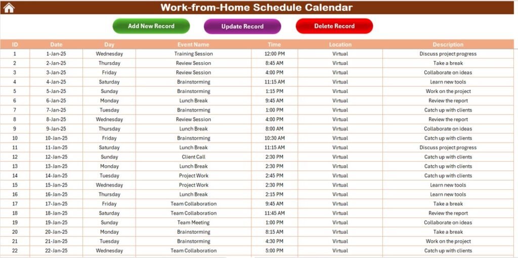 Work from Home Schedule Calendar in Excel - PK: An Excel Expert