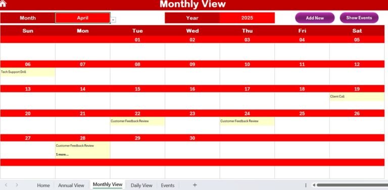 Customer Service Remote Work Calendar in Excel - PK: An Excel Expert