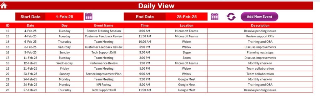 Customer Service Remote Work Calendar in Excel - PK: An Excel Expert
