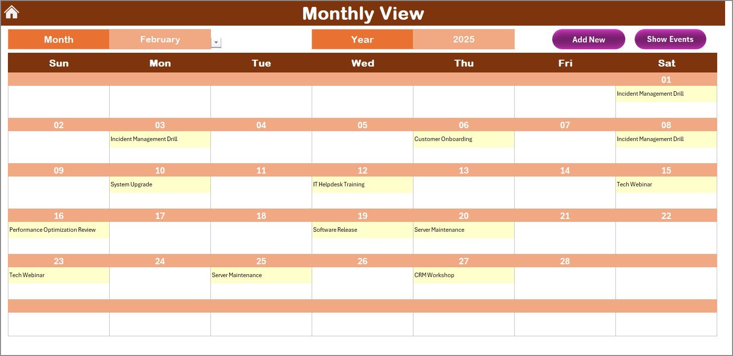 Monthly View Sheet
