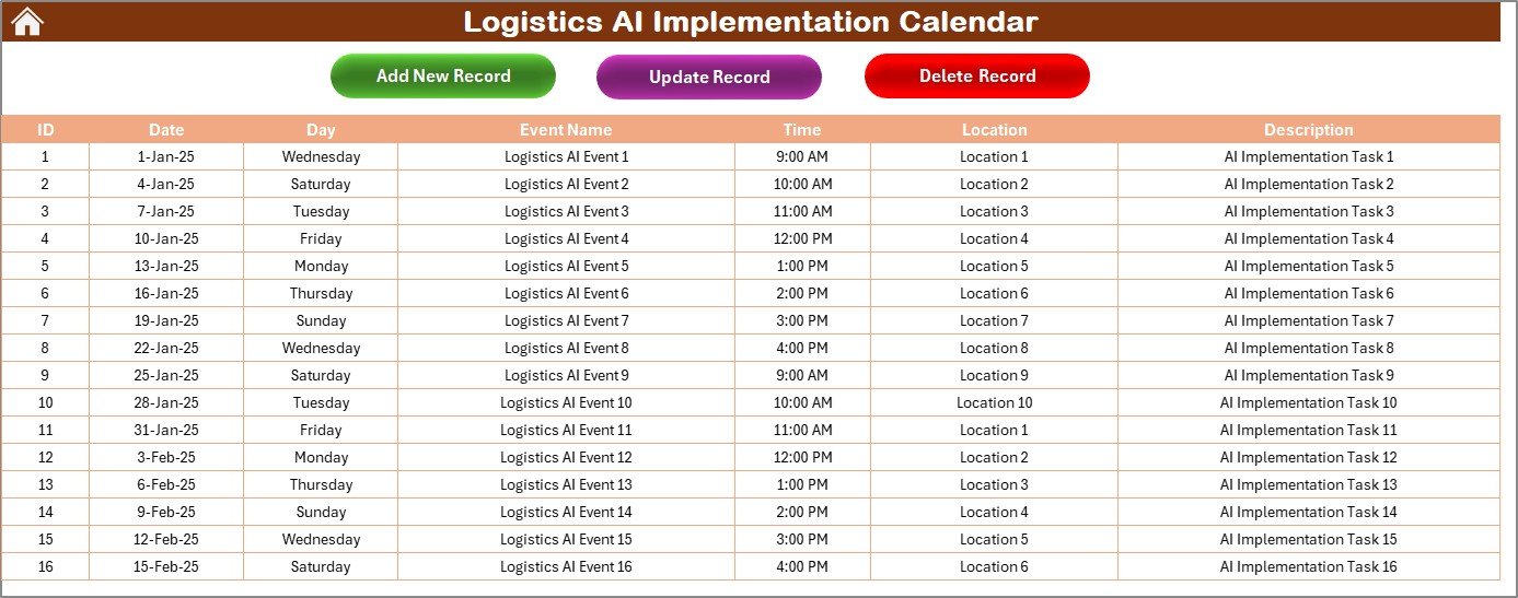 Events Sheet