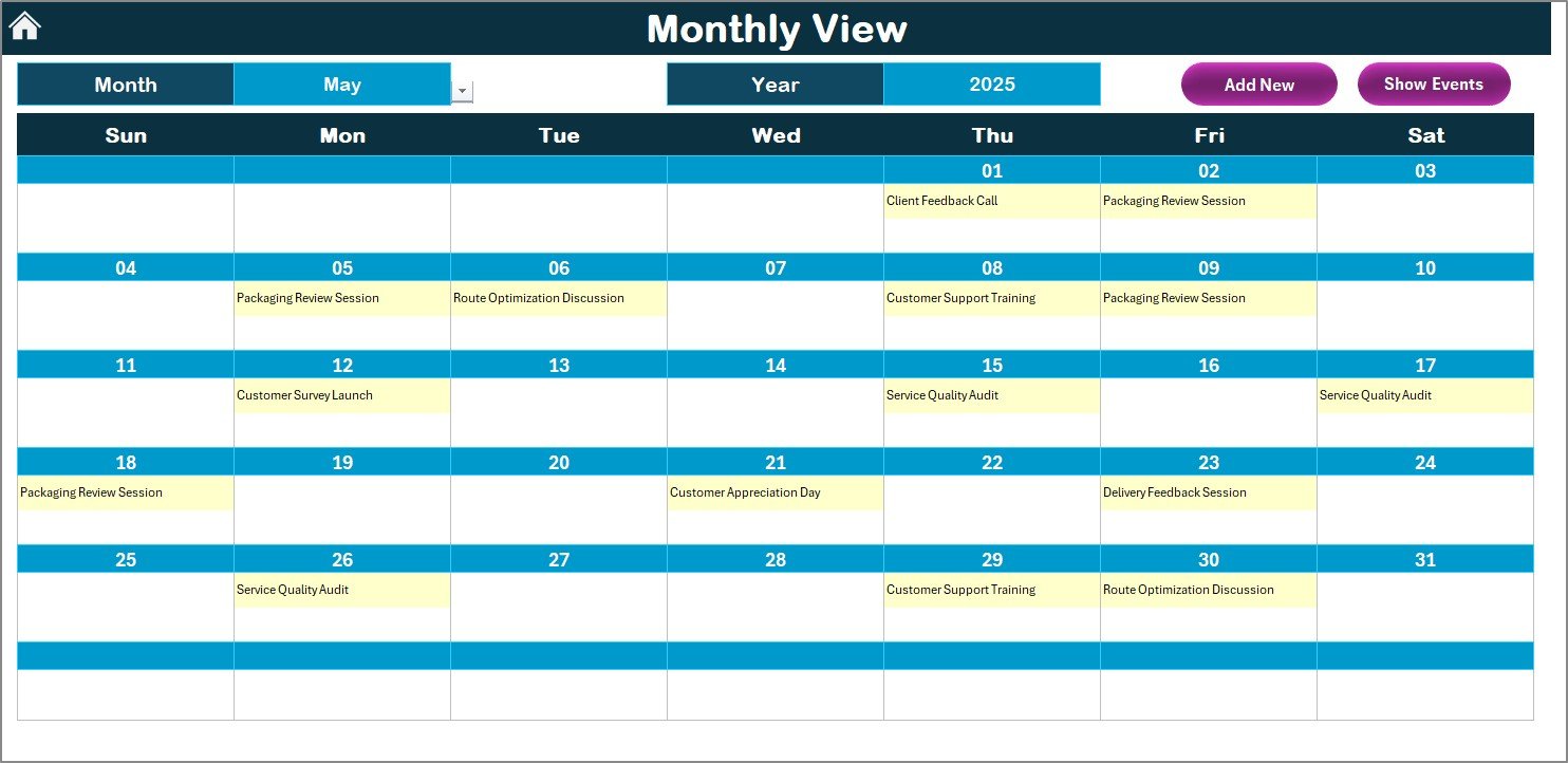 Monthly View Sheet