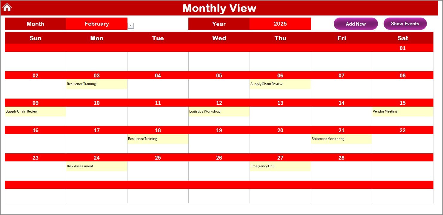 Monthly View Sheet