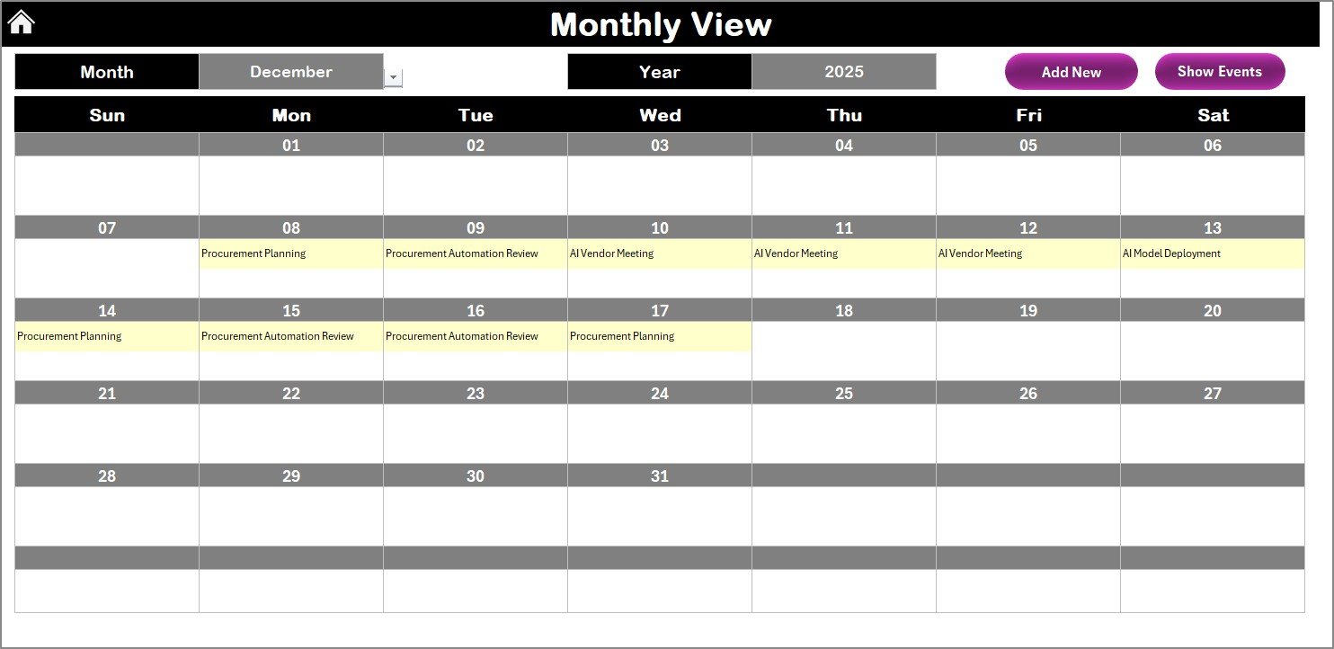 Monthly View Sheet
