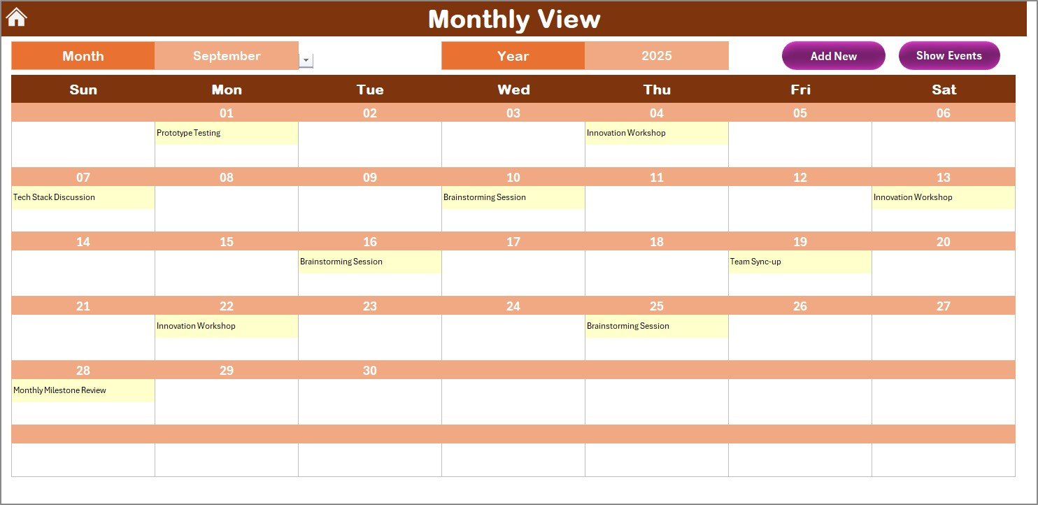Monthly View Sheet