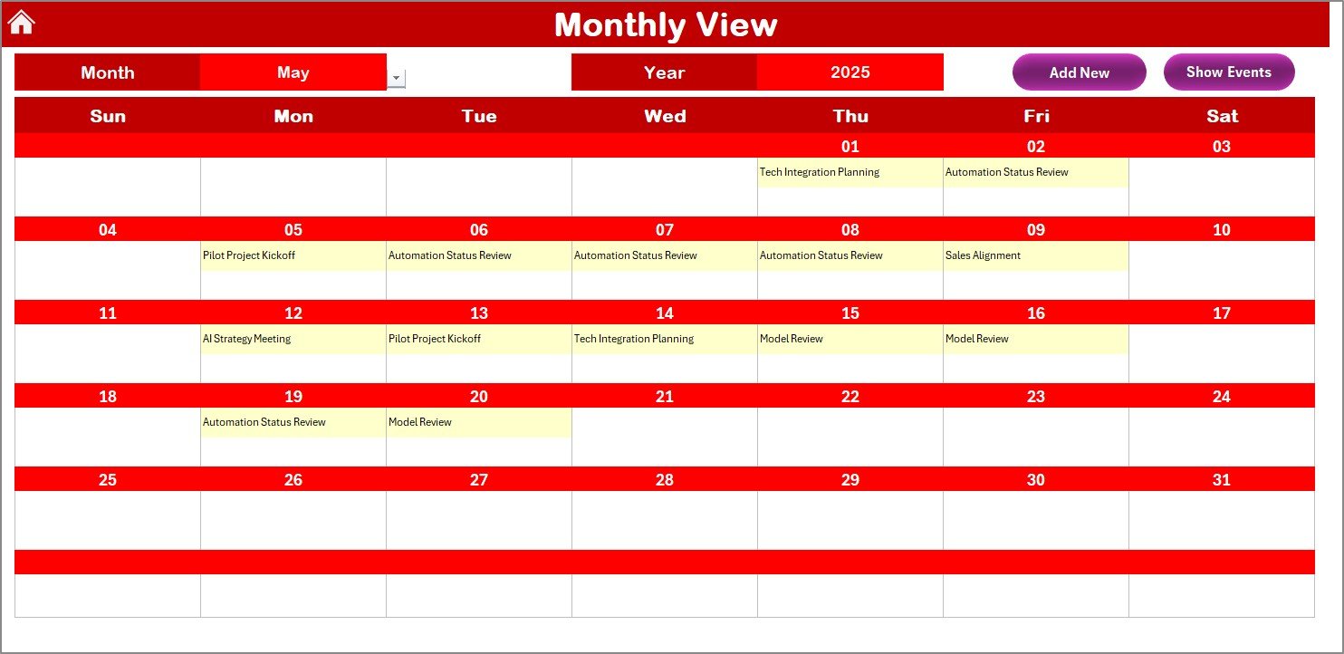 Monthly View Sheet
